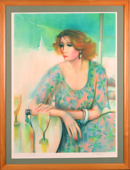 今井幸子( テーブルグラス )リトグラフ 真性保証 Acre拍卖