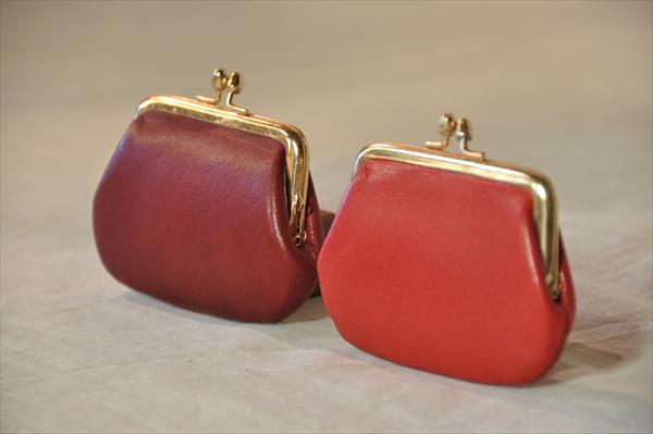 1点 豆財布 がま口 口金式コインケース小銭入れ レザー革小物 オリジナル拍卖