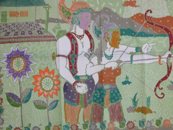 ジャワ更紗 バティックの厳選逸品が新入荷 タペストリでも 素敵な版画風 1.0×2.1メ-トル拍卖