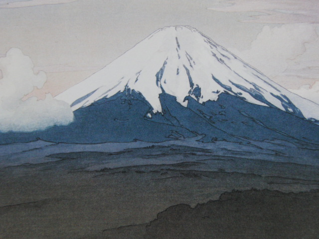 吉田博、【山中村】、希少画集画、高級新品額・額装付、状態美麗、送料無料拍卖