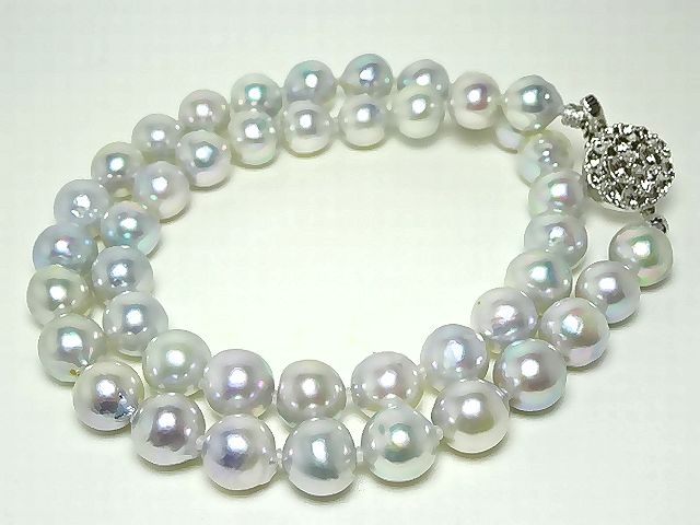 ぴかぴか★天然シルバーグレー★9.0-8.5㎜★あこや真珠ネックレス拍卖