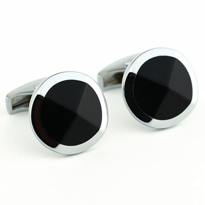 カフス カフリンクス シルバー&ブラック コンビ 専用PUレザーBOX付き ECF-2102 最後の1点 値下げ!拍卖