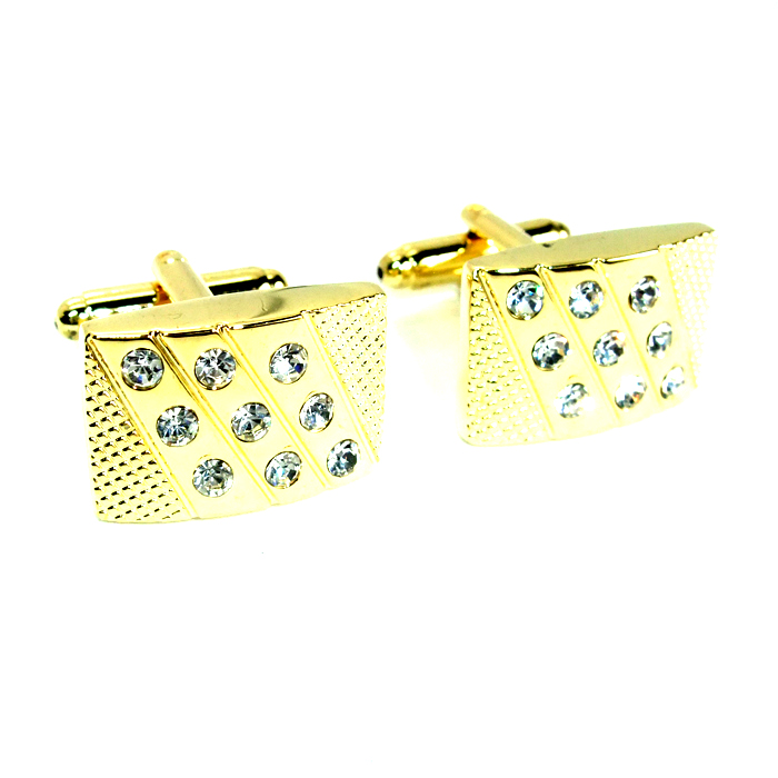 カフス カフリンクス ゴールド ラインストーン 専用PUレザーBOX付き ECF-5112 最後の1点 値下げ!拍卖