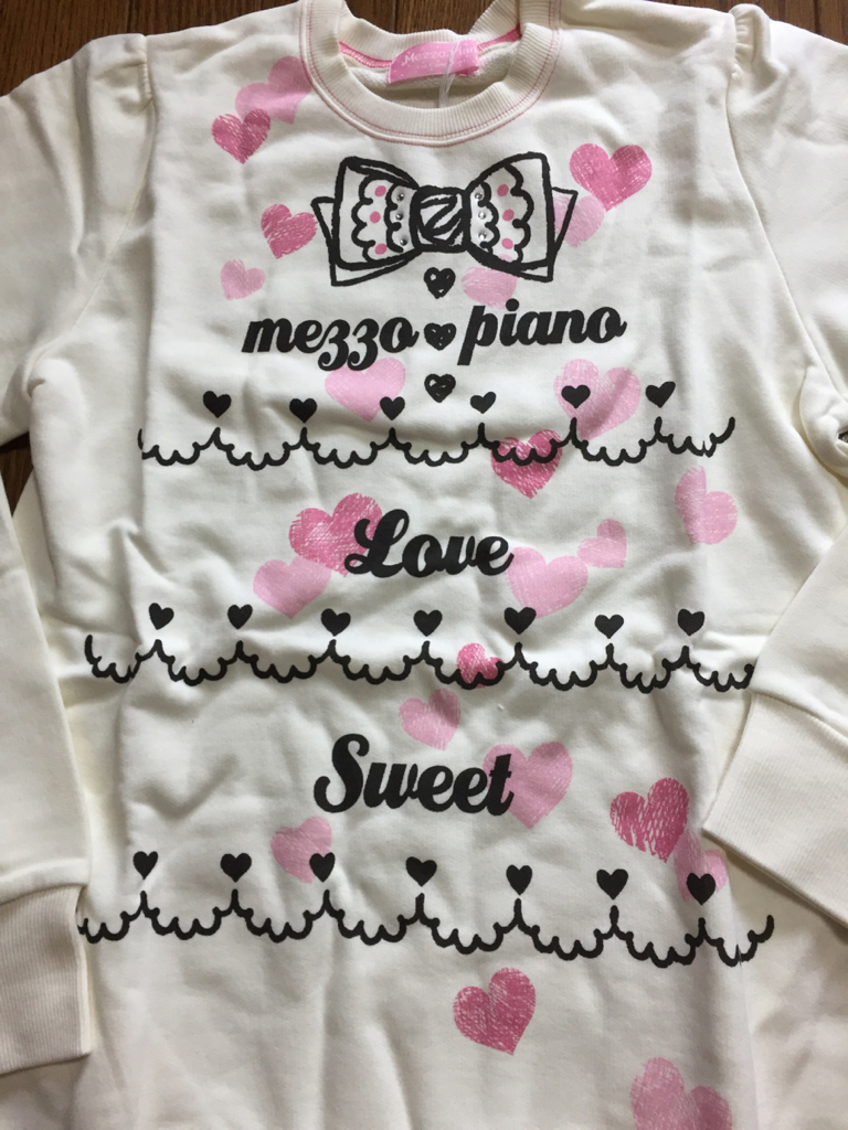 新品★メゾピアノ★トレーナー★白★リボン&ハート★★L160拍卖