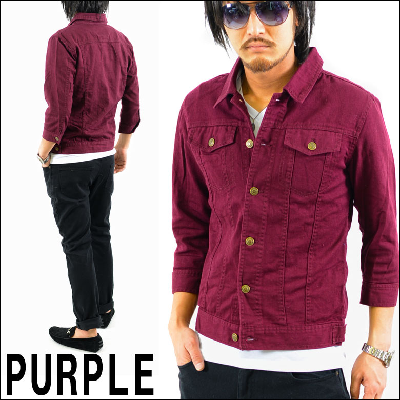 7分袖Gジャン/カツラギデニムjb-13029 8605 新品ワインM拍卖