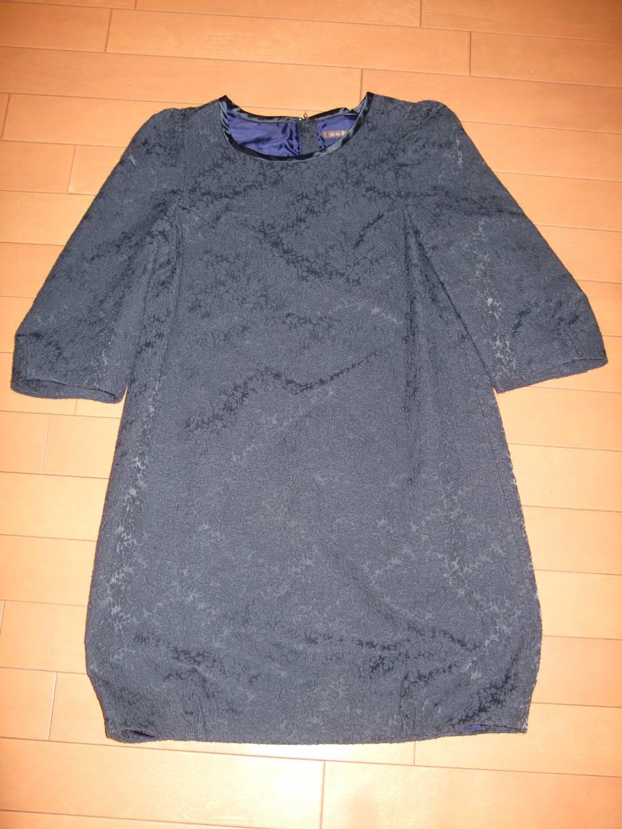 mimi&roger レース刺繍ワンピース☆秋冬向き☆サイズ1 ネイビー拍卖