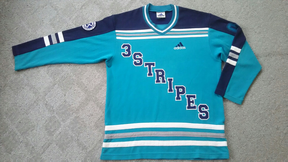 良好 90s adidas アディダス 切り替え ホッケーシャツ スウェット 実寸L程度 紺×青×灰×白 //ジャージ ATP拍卖