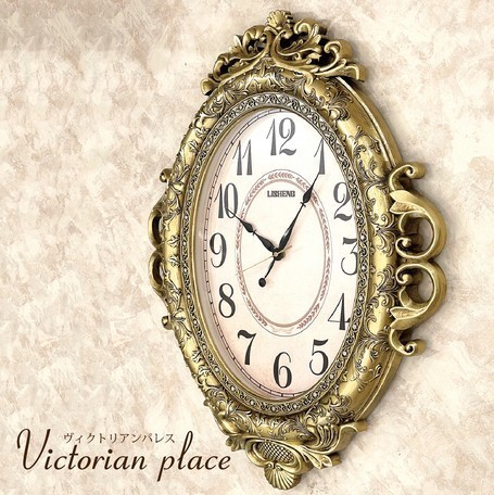説明文熟読願います 特価!アンティーク調ヴィクトリアン調ゴージャスゴールド色の壁掛け時計拍卖