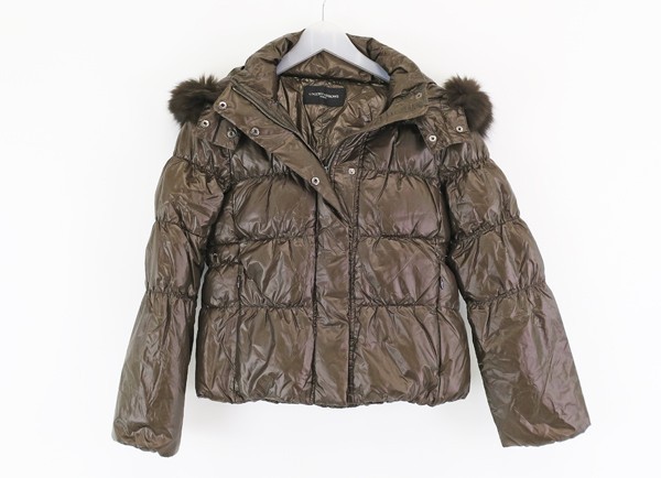 ◇【UNITED ARROWS ユナイテッドアローズ】フォックスファー付 ダウンジャケット ダークブラウン 36拍卖