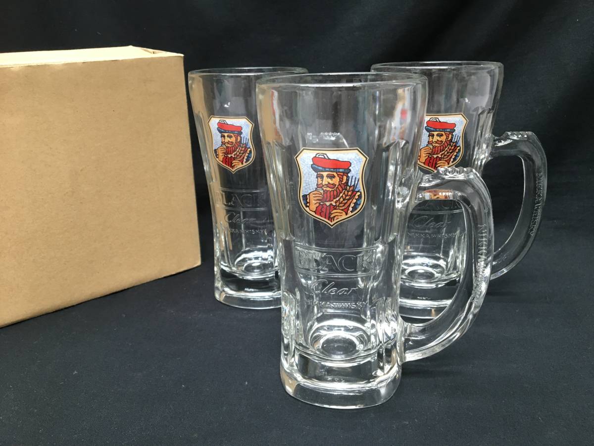 ジョッキグラス 4★ 未使用品 ★ Asahi/アサヒ ブラックニッカ クリアハイボール ジョッキ 3個セット拍卖