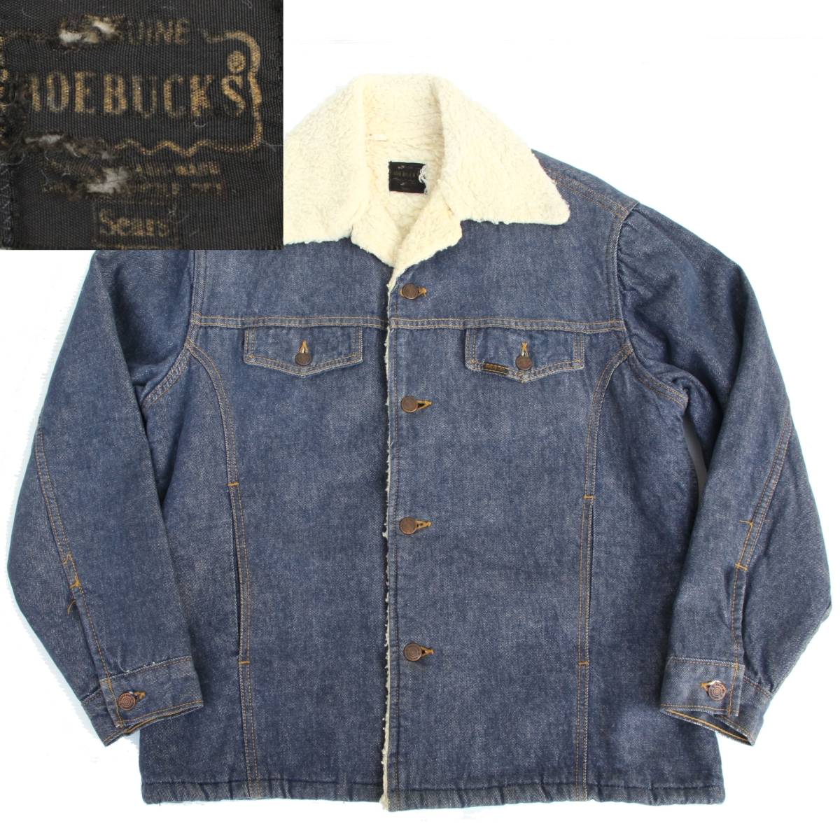 (29999)Sears ROEBUCKSシアーズ ローバック ボア デニムジャケット44-R (オールド ヴィンテージ アメリカ USA ジャケット 70s 80s VINTAGE)拍卖