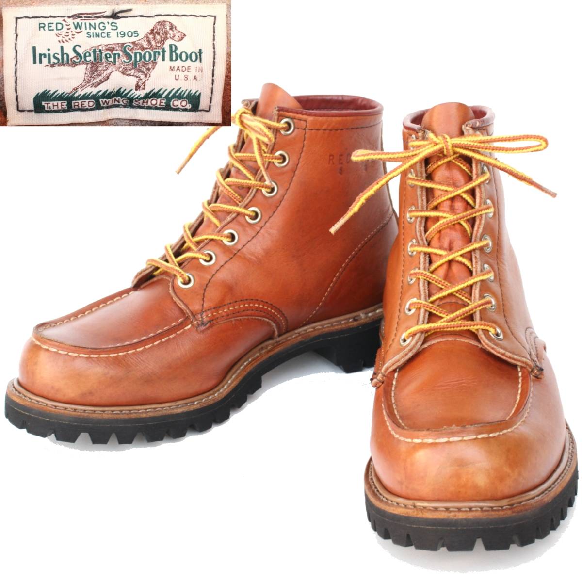 (21560)美品オールド88年製REDWING8175レッドウィング7E約25cm (旧四角犬タグ旧スクエア犬タグ旧犬タグ80年代ヴィンテージ刻印ビブラム)拍卖