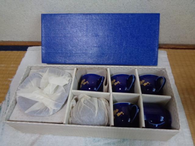 カップ&ソーサー 5客&シュガーポット セット/ミニカップ-デミタスカップ?/泉幸窯/箱入未使用美品-長期保管品拍卖