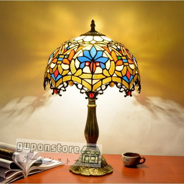 特売! 美品 ステンドランプ ステンドグラス アンティーク 花柄 レトロ 家具 置物 飾り物 照明 卓上デスクテーブ ティファニー技法拍卖