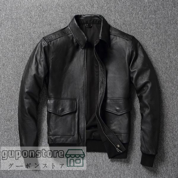 人気推薦 カウハイド 30's TYPE A-2 フライトジャケット ブラック イエローステッチタイプ xL(40) サイズ選択可 ボマーボンバー レザー 牛拍卖