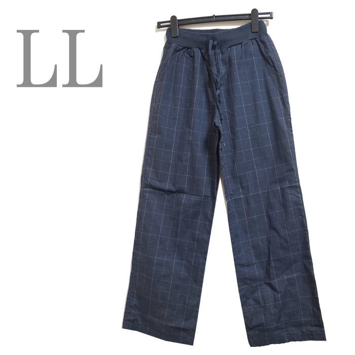 ●新品/ロングパンツ/黒系/チェック柄/LL/また下68/レディース●f9018拍卖