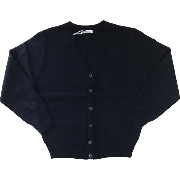 無地ウール混Vネックスクールカーディガン ネイビー 150 紺 Vネックカーディガン拍卖