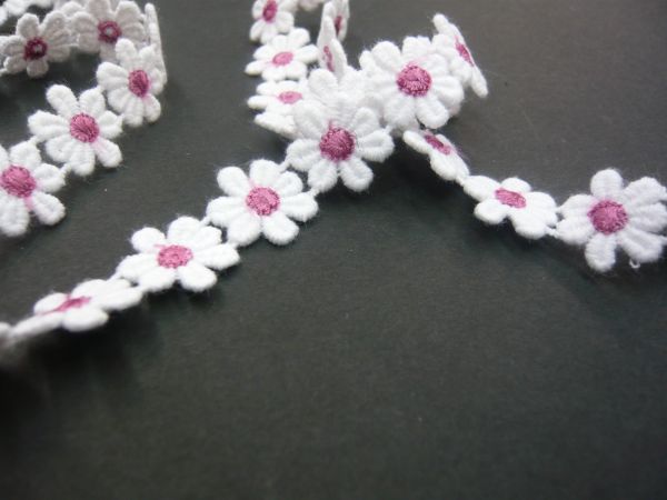 ●(NT002)数量限定。小花のケミカルレース(白/赤系)1m拍卖