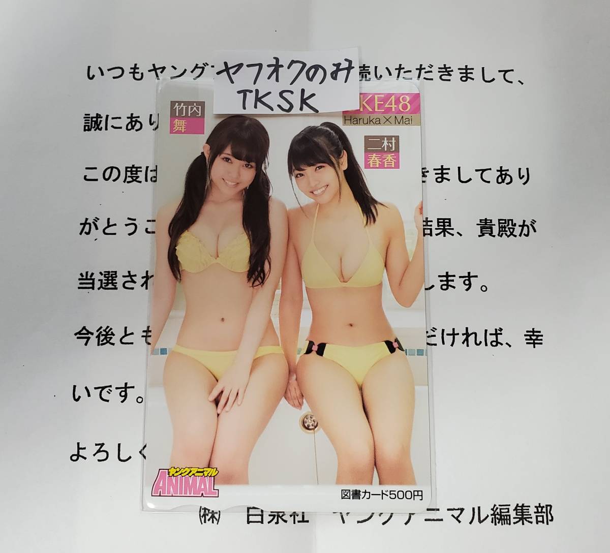 ヤングアニマル 抽プレ 図書カード 竹内舞 二村春香 SKE48 拍卖
