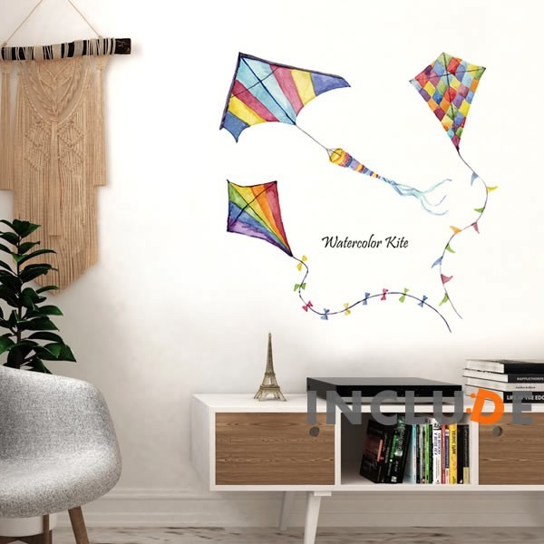 壁シール ウォールステッカー カイト 凧 カラフルカイト 虹色 レインボー 七色 レインボーカラー 正月の風物詩 kawaii拍卖