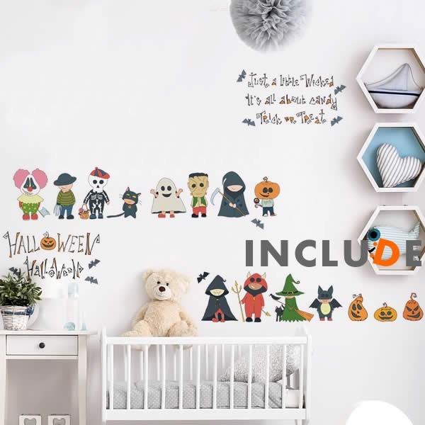 ウォールステッカー 収穫祭 ハロウィン ハロウィーン お化けの子供 ジャックランタン フランケン ピエロ 道化師拍卖