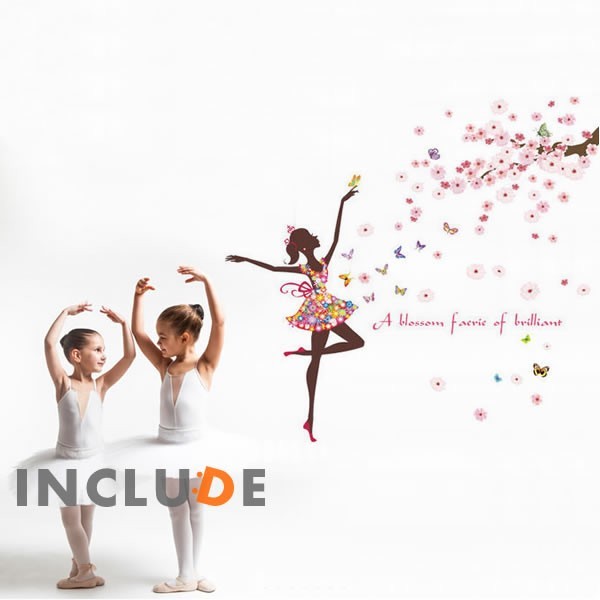 ウォールステッカー バレリーナ 花 エレガント ホライズン ビューティー 桜 桃 sakura モモ 桃源郷 タヒチアンダンス拍卖