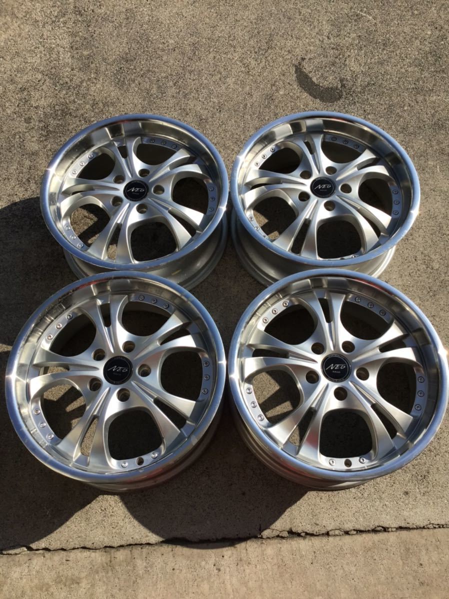 NEO ROAD社外アルミホイール 17×7J+45 114.3-5H 中古品4本 ノア、ヴォクシー、ステップワゴン、など拍卖