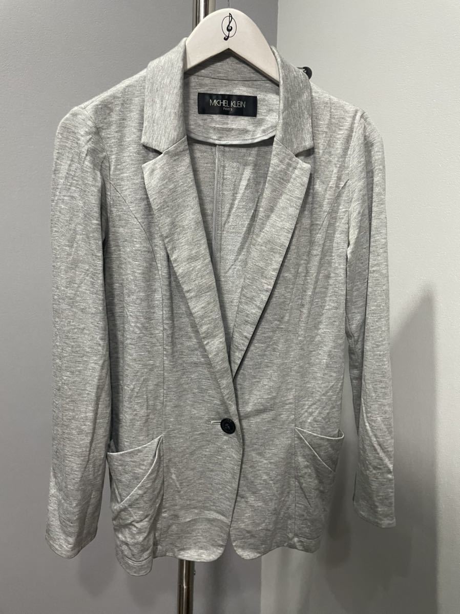 美品ミッシェルクランMICHEL KLEIN長袖トップスジャケットグレー拍卖