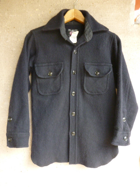 Johnson Woolen Mills ジョンソンウーレンミルズ CPOシャツ ネイビー メルトン製  アメリカ製  XS拍卖