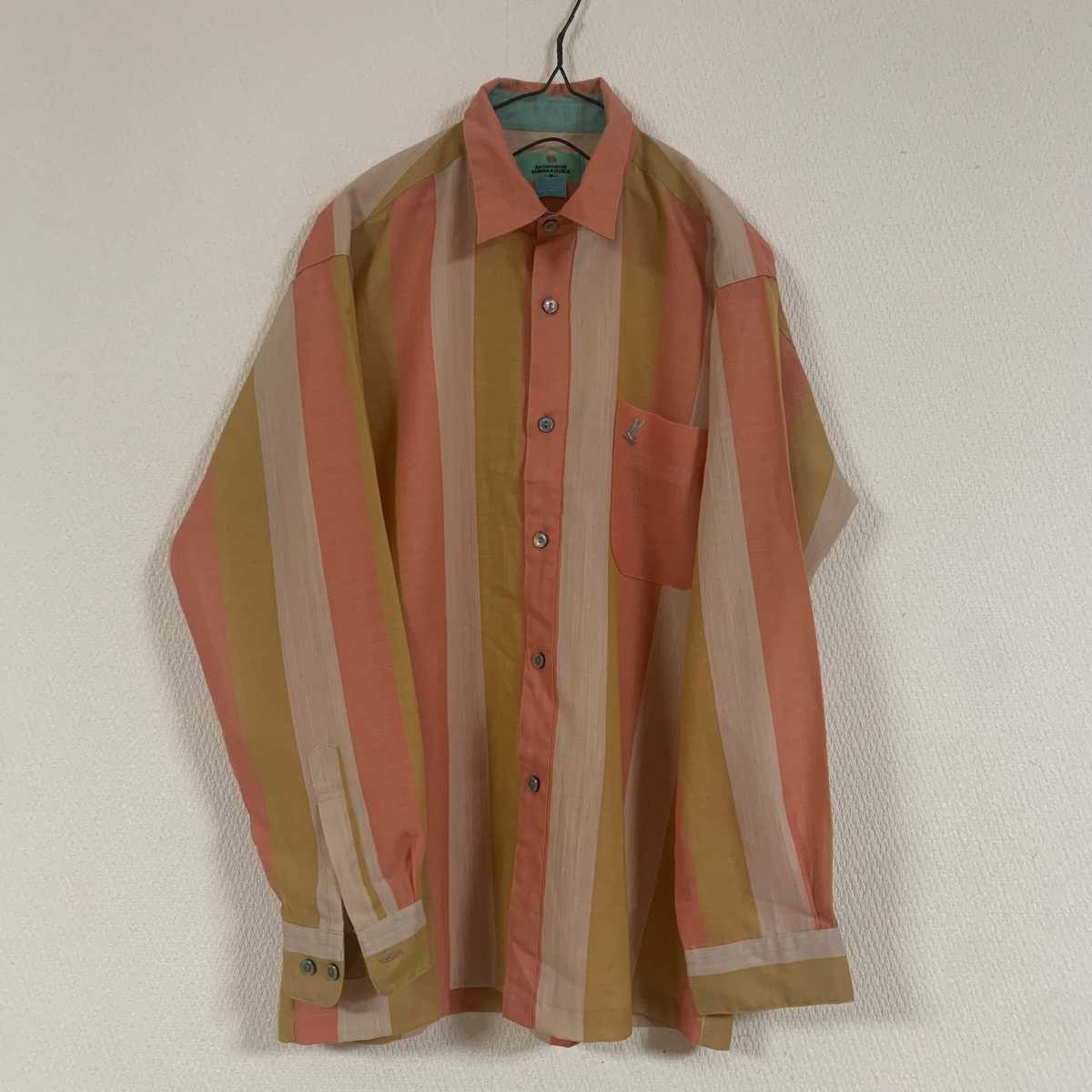 古着 ビンテージ 長袖シャツ ストライプ カラフル くすみカラー ウール拍卖