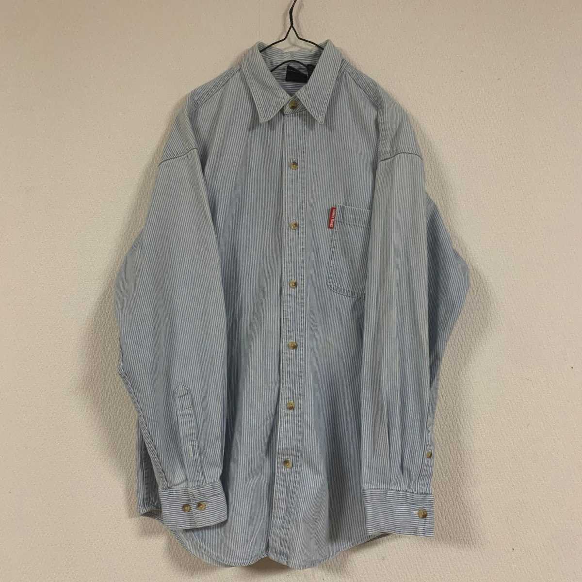 WARNER BROS. ストライプ 長袖シャツ LOONEY TUNES ルーニー・テューンズ 刺繍 ワーナー・ブラザース 希少拍卖