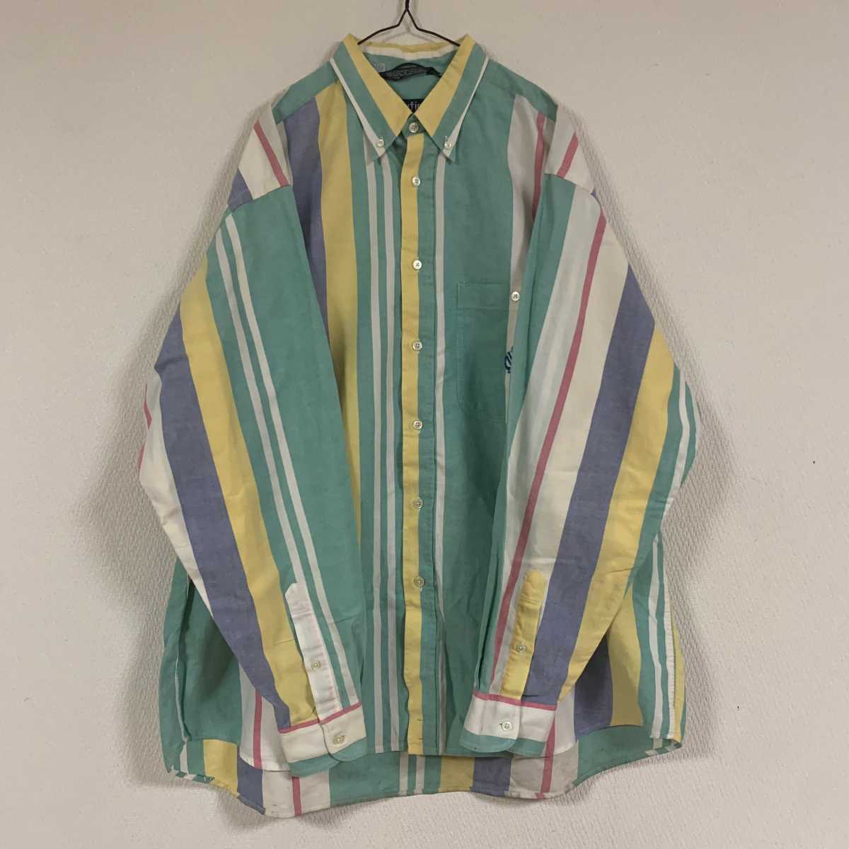 NAUTICA ノーティカ 長袖シャツ ビック ストライプ カラフル ボタンダウン 希少 拍卖
