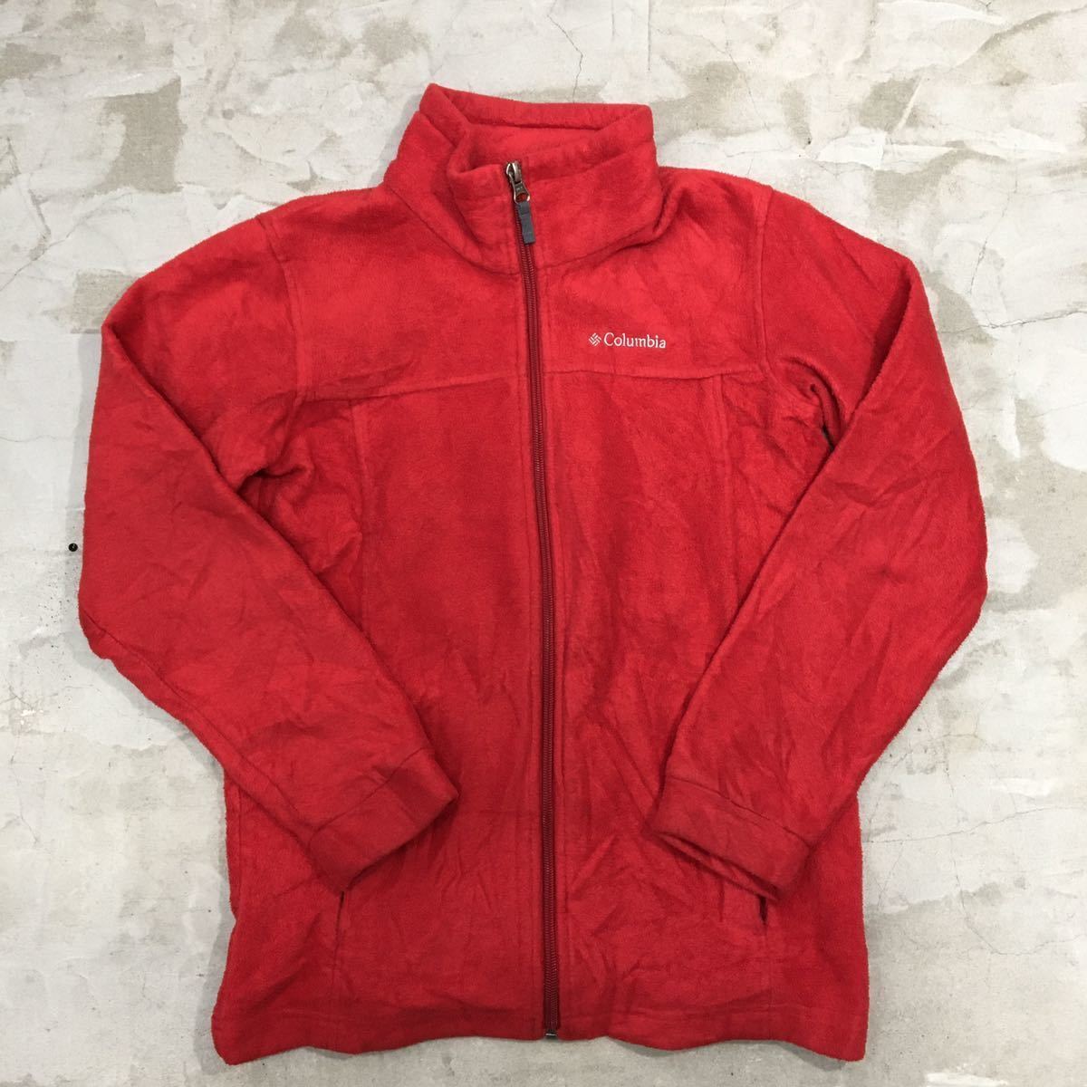 【格安】Columbia コロンビア フリースジャケット キッズ 子供用 Mサイズ 10-12歳 アウトドア レディース XS-S程度 赤 レッド K-1738拍卖