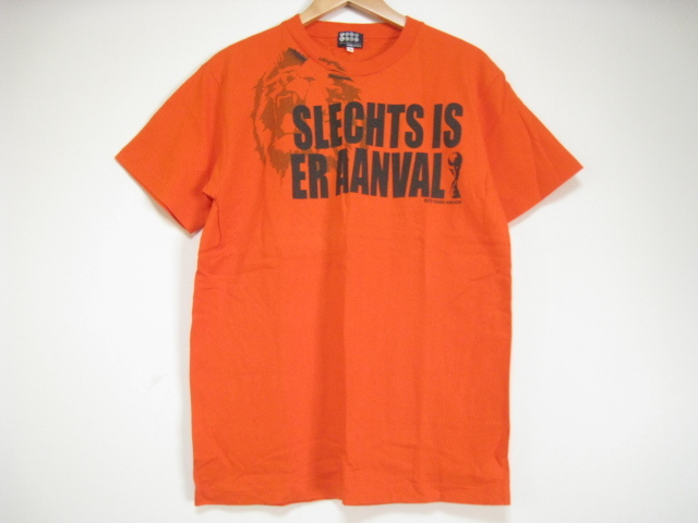 TK TAKEO KIKUCHI タケオキクチ ワールド トップス Tシャツ 半袖 丸首 オレンジ 橙 サイズ2 プリント拍卖