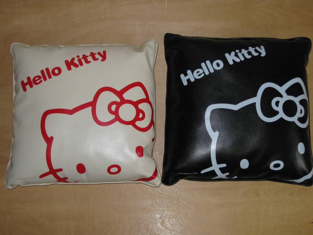 2個セット サンリオ ハローキティ レザークッション 白 黒 送\920~拍卖