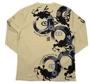 爆裂爛漫娘/龍と花/ロンT/ベージュ/S/RMLT-324/エフ商会/テッドマン拍卖