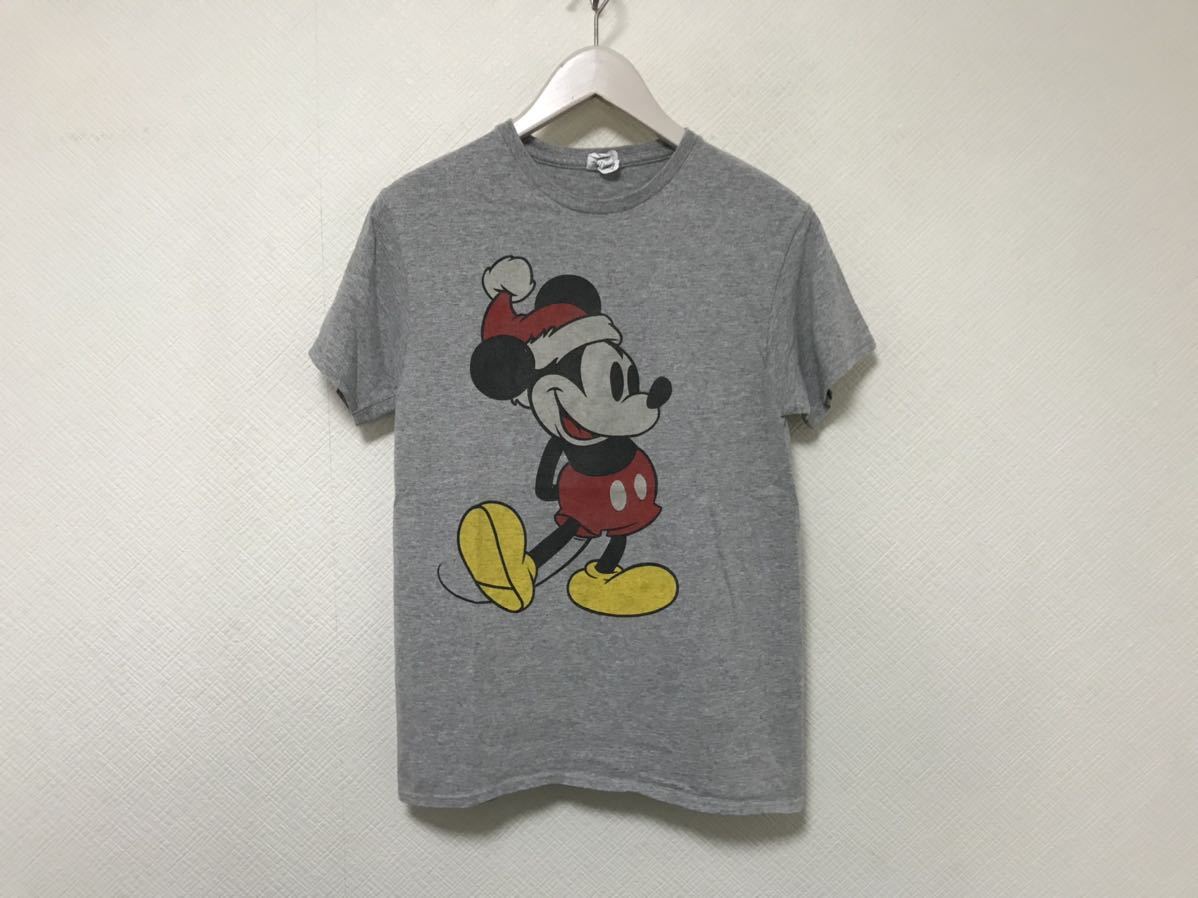 本物ミッキーマウスMickeyサンタコットンプリント半袖TシャツメンズサーフアメカジサーフミリタリーグレーS ホンジュラス製ビンテージ拍卖