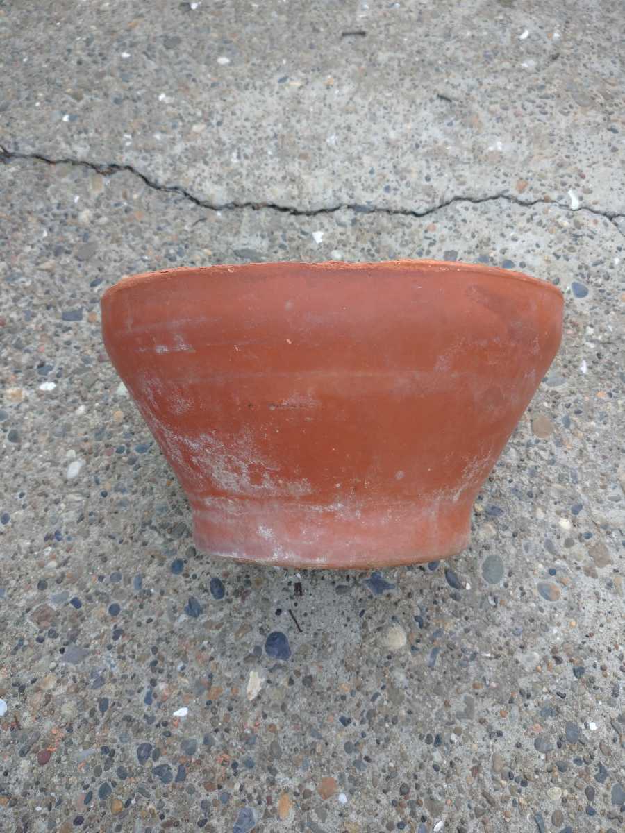 【中古】メーカー/不明/イタリア製/お洒落 植木鉢中①/カラー茶色/汚れ・縁かけ・傷あり買い得品!! 拍卖