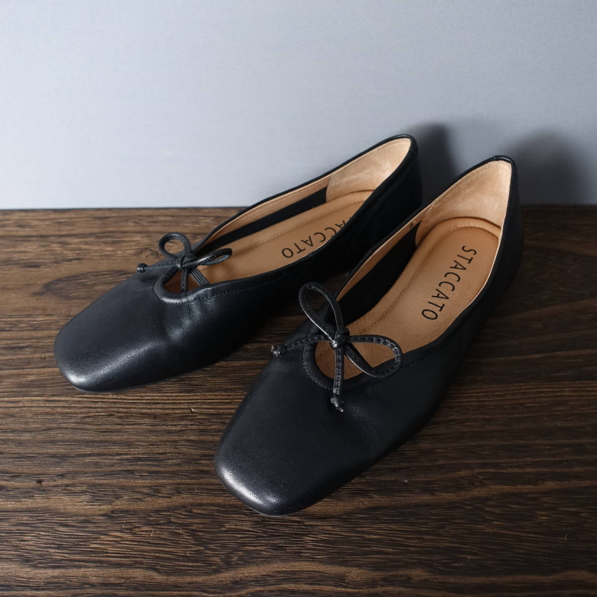 美品*staccato/スタッカート/22.5cm/レザーパンプス/ブラック/黒/レディース/シューズ/レザー拍卖