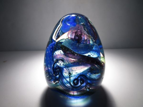 現代ガラス 作家物 英国 Julia Donnelly作 ペーパーウエイト 1999年製作 オーガニックデザイン拍卖