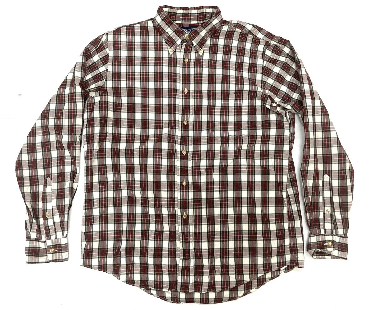 好配色 90s USA製 LANDS’END ランズエンド BDシャツ ボタンダウンシャツ 161/2 35拍卖