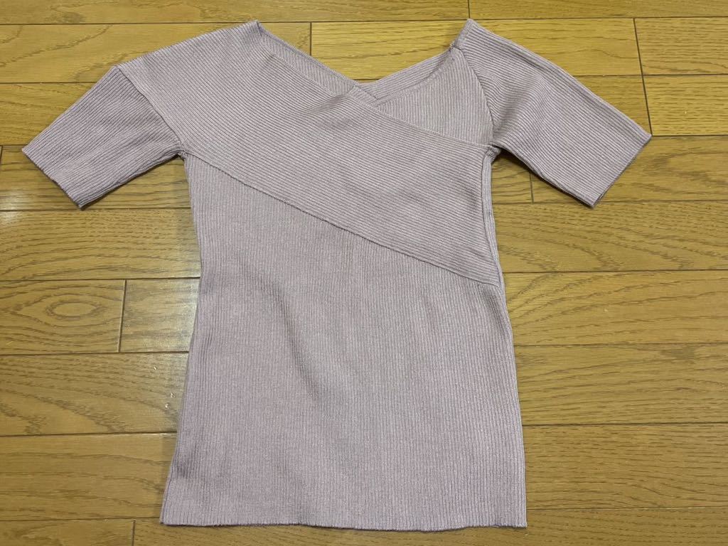 送料無料■dazzlin ダズリン ダークピンク リブ 半袖 カットソー サイズF拍卖