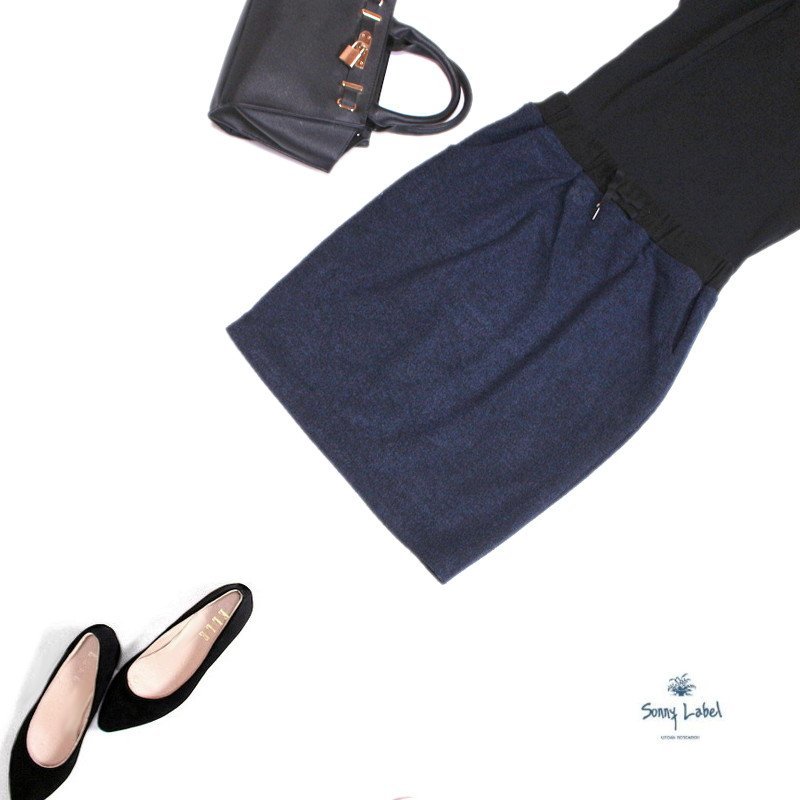 美品 アーバンリサーチ サニーレーベル Sonny Label ■ 厚手 ベルト入り MIXカラー カジュアル ジャージ― タイトスカート ネイビー 紺拍卖