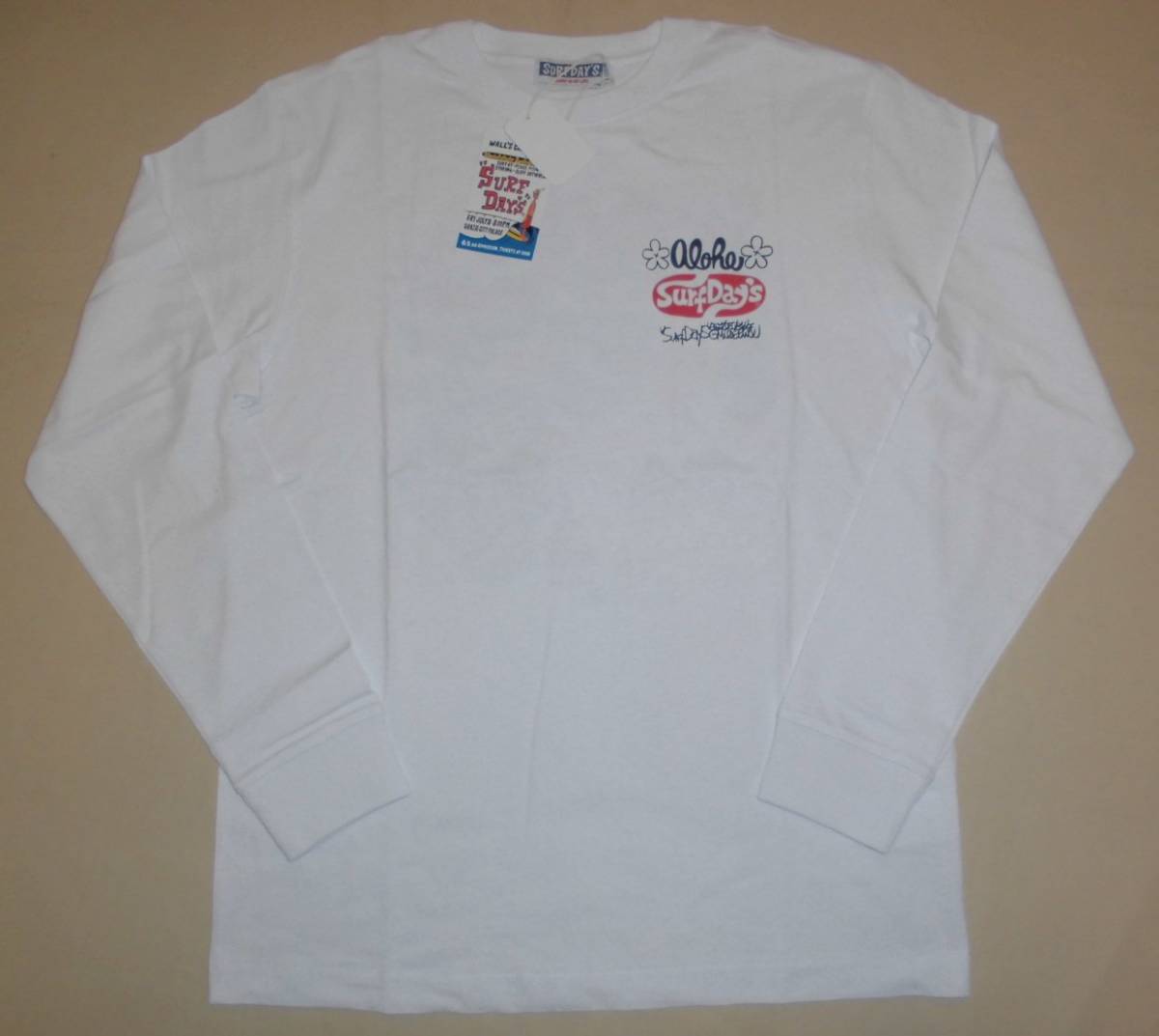 SURF DAY’S プリント 長袖Tシャツ マップ☆ホワイト L ゆうパケット便で送料無料!拍卖