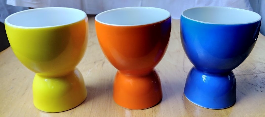 ゆで卵カップ 食器 3色点セット 黄色 橙色 青色拍卖