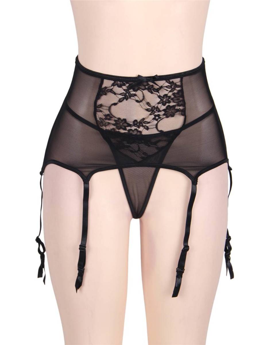 ガーターベルト Mサイズ ショーツ セット セクシーランジェリー 下着 黒 5140-1 拍卖