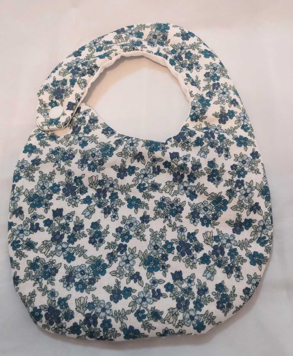 ☆ ハンドメイド リバーシブルガーゼスタイ 大人の花柄 ブルー・グレードット ☆拍卖