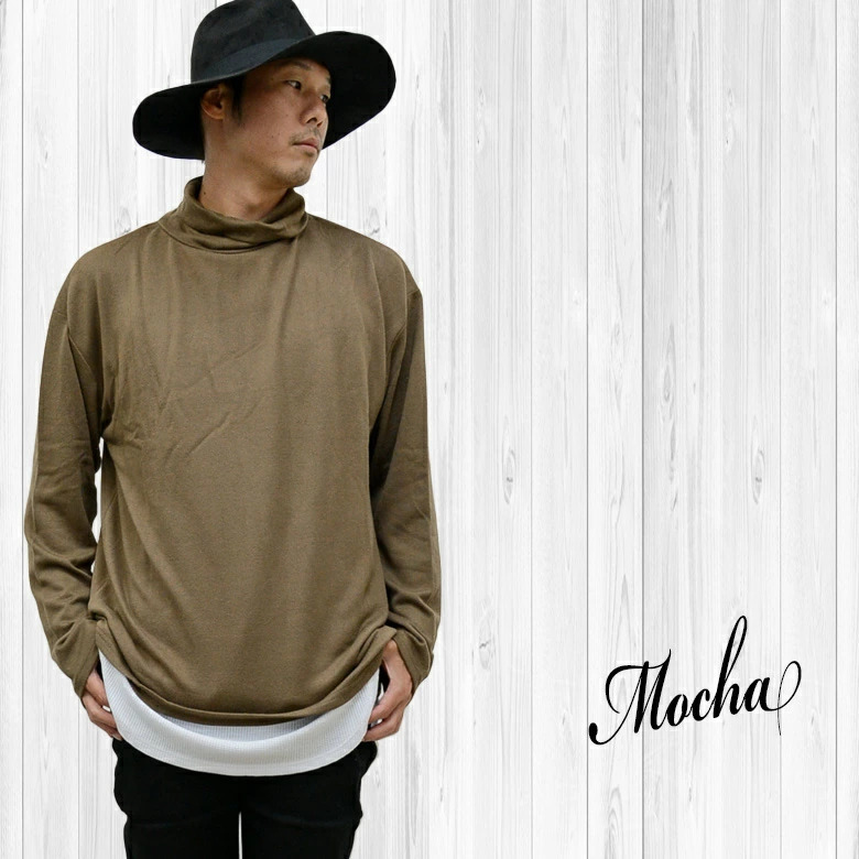 ビックシルエット タートルオーバーサイズニット rv7507 新品モカL拍卖