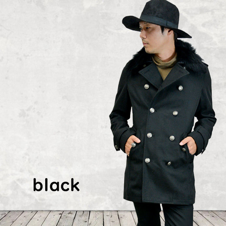 )2WAYリアルファー付きメルトンウールトレンチコート33a3012w 新品ブラックM拍卖