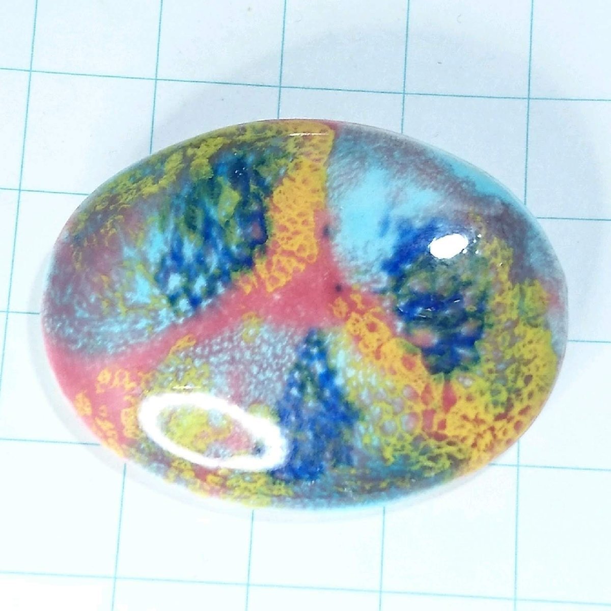 送料無料)ビンテージ☆陶器 レインボーカラー☆アンティークブローチ A12299拍卖